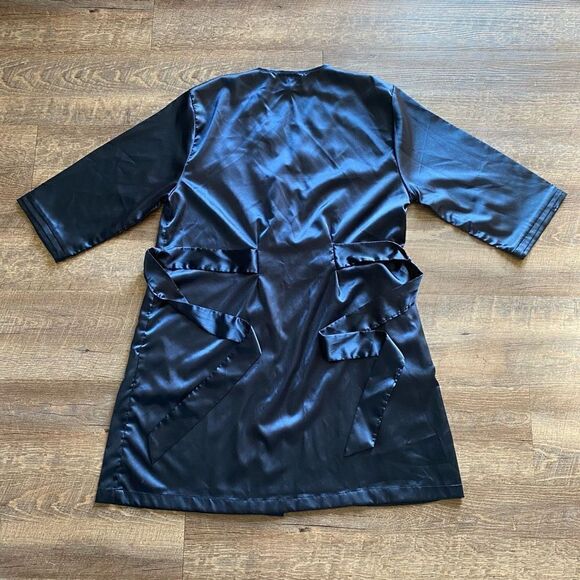 Robe Navy Blue Large XL Mid Thigh 3/4 Sleeve Loungewear - Picture 6 of 12